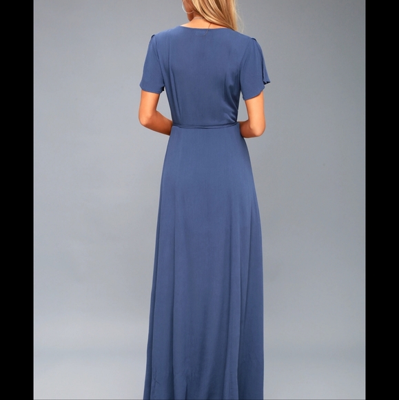 NWOT Heart of Marigold Denim Blue Wrap Maxi Dress - Picture 3 of 3